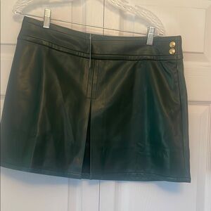 J Crew center pleat faux Leather Mini Skirt with Gold Accents